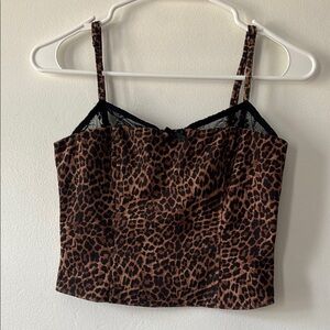 Edikted Leopard Print Black Lace Corset Tank